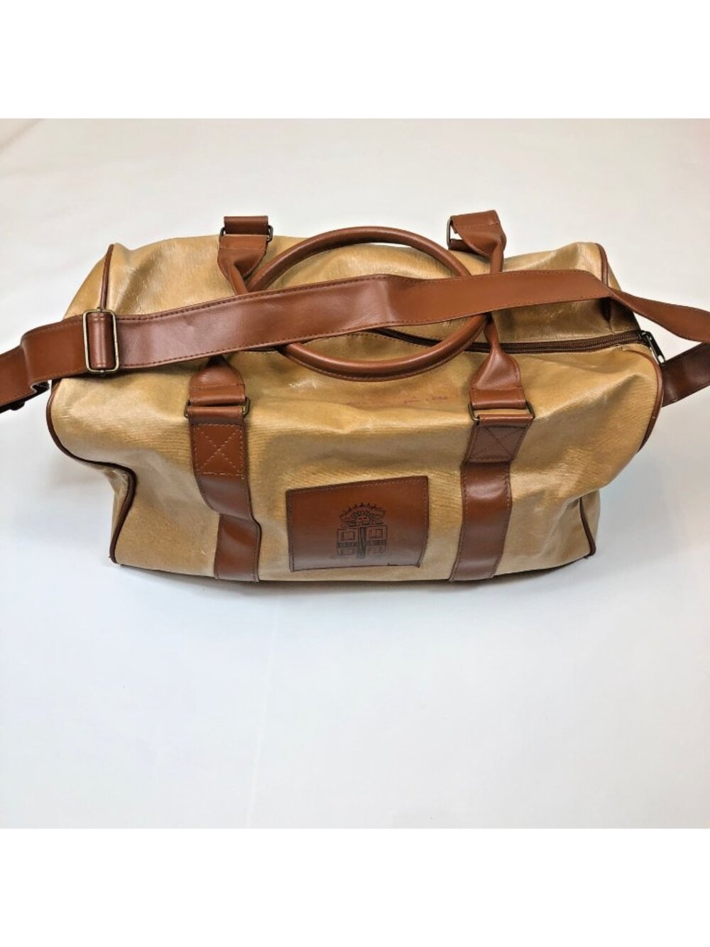 Vintage Brown Univeristy Gohagan & Company Zip PVC Duffel with Shoulder Strap